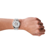 Emporio Armani Meccanico Skeleton Silver Dial Silver Steel Strap Watch For Men - AR1980 Authentic Buy Shop Now