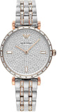 Emporio Armani Gianni T-Bar Silver Dial Two Tone Steel Strap Watch For Women - AR11293 Authentic Buy Shop Now