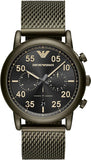 Emporio Armani Luigi Quartz Chronograph Black Dial Green Mesh Bracelet Watch For Men - AR11115 Authentic Buy Shop Now