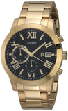 Guess Atlas Chronograph Black Dial Gold Steel Strap Watch for Men - W0668G8 Authentic Buy Shop Now