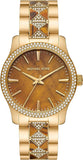 Michael Kors Runway Three Hand Brown Dial Two Tone Steel Strap Watch For Women - MK7389 Authentic Buy Shop Now