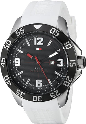 Tommy Hilfiger Sport Black Dial White Rubber Strap Watch for Men - 1790986 Authentic Buy Shop Now