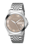 Gucci G Timeless Brown Dial Silver Steel Strap Watch For Men - YA126406 Authentic Buy Shop Now