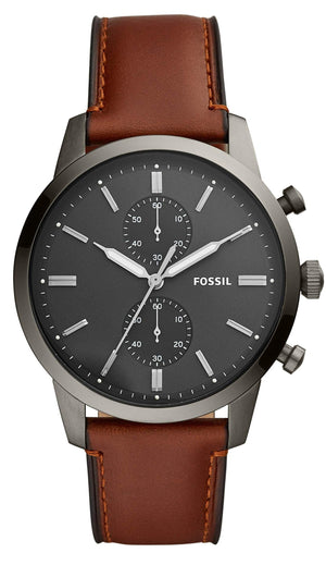 Fossil Townsman Chronograph Gray Dial Brown Leather Strap Watch for Men - FS5522 Authentic Buy Shop Now