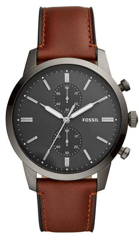 Fossil Townsman Chronograph Gray Dial Brown Leather Strap Watch for Men - FS5522 Authentic Buy Shop Now