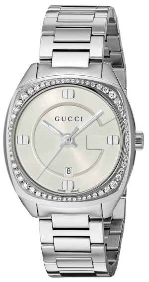Gucci GG2570 Diamonds Silver Dial Silver Steel Strap Watch For Women - YA142505 Authentic Buy Shop Now
