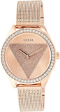 Guess Tri Glitz Quartz Diamonds Rose Gold Dial Rose Gold Mesh Bracelet Watch For Women - W1142L4 Authentic Buy Shop Now