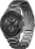 Hugo Boss Dapper Chronograph Black Dial Black Steel Strap Watch For Men - 1513929 Authentic Buy Shop Now