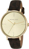 Michael Kors Jayne Three Hand Gold Dial Brown Leather Strap Watch For Women - MK7129 Authentic Buy Shop Now