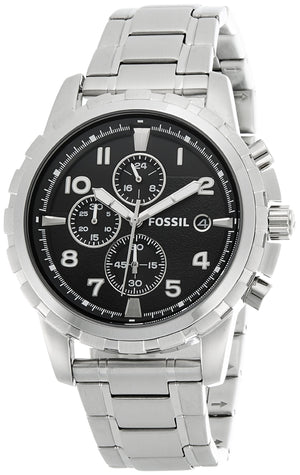 Fossil Dean Chronograph Black Dial Silver Steel Strap Watch for Men - FS4542 Authentic Buy Shop Now