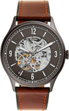 Fossil Forrester Automatic Skeleton Grey Dial Brown Leather Strap Watch for Men - ME3178 Authentic Buy Shop Now