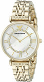 Emporio Armani Gianni T Bar White Mother of Pearl Dial Gold Steel Strap Watch For Women - AR1907 Authentic Buy Shop Now