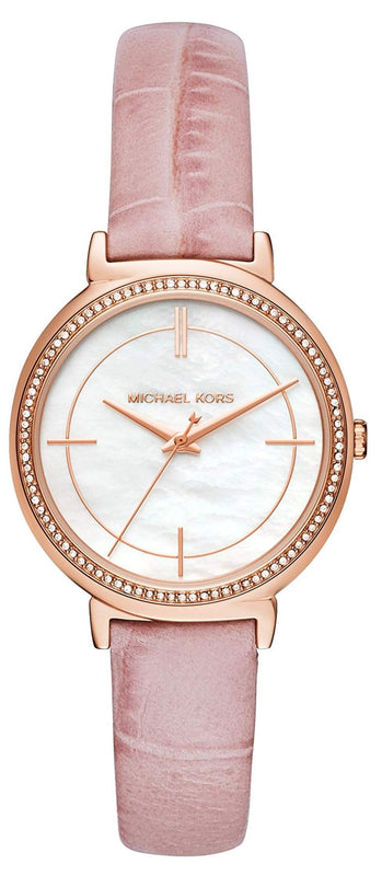 Michael Kors Cinthia Mother of Pearl Dial Pink Leather Strap Watch for Women - MK2663 Authentic Buy Shop Now