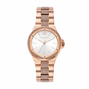 Michael Kors Lennox Three-Hand Silver Dial Rose Gold Steel Strap Watch For Women - MK7362 Authentic Buy Shop Now