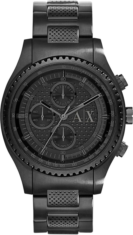 Armani Exchange Chronograph Black Dial Black Steel Strap Watch For Men - AX1605 Authentic Buy Shop Now