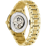 Bulova BVA Skeleton Silver Dial Gold Steel Strap Watch for Men - 97A108 Authentic Buy Shop Now