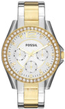 Fossil Riley White Dial Two Tone Steel Strap Watch for Women - ES3204 Authentic Buy Shop Now