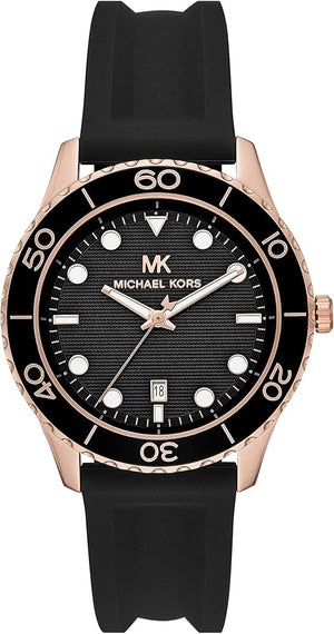Michael Kors Runway Quartz Black Dial Black Silicone Strap Watch For Women - MK6852 Authentic Buy Shop Now
