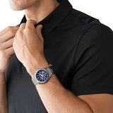 Michael Kors Slim Runway Chronograph Blue Dial Grey Steel Strap Watch For Men - MK8987 Authentic Buy Shop Now