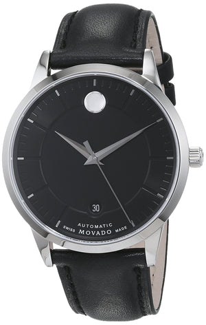 Movado 1881 Automatic Black Dial Black Leather Strap Watch for Men - 606873 Authentic Buy Shop Now