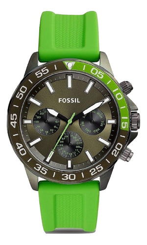 Fossil Bannon Chronograph Grey Dial Green Silicone Strap Watch for Men - BQ2501 Authentic Buy Shop Now