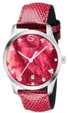 Gucci G-Timeless Mother of Pearl Red Dial Red Leather Strap Watch For Women - YA1264041 Authentic Buy Shop Now