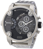 Diesel Little Daddy Chronograph Black Dial Silver Steel Strap Watch For Men - DZ7259 Authentic Buy Shop Now