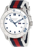 Gucci G Timeless Quartz White Dial Two Tone Nylon Strap Watch for Men - YA126239 Authentic Buy Shop Now