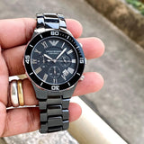 Emporio Armani Black Ceramic Chronograph Black Dial Watch For Men - AR1421 Authentic Buy Shop Now