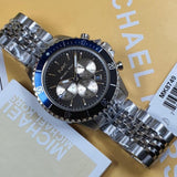 Michael Kors Bayville Chronograph Black Dial Silver Steel Strap Watch For Men - MK8749 Authentic Buy Shop Now