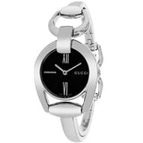 Gucci Horsebit Collection Mother of Pearl Black Dial Silver Steel Strap Watch For Women - YA139503 Authentic Buy Shop Now
