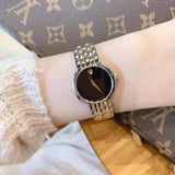 Movado Veturi Quartz Black Dial Two Tone Steel Strap Watch for Women - 0606933 Authentic Buy Shop Now