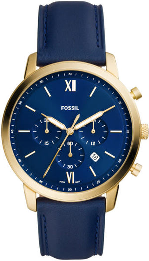 Fossil Neutra Chronograph Blue Dial Blue Leather Strap Watch for Men - FS5790 Authentic Buy Shop Now
