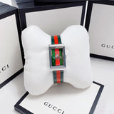 Gucci G Frame Quartz Green & Red Mother of Pearl Dial Multicolor Leather Strap Watch For Women - YA147408 Authentic Buy Shop Now