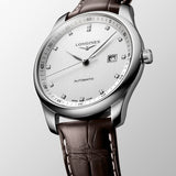 Longines Master Collection Automatic 38.5mm Silver Diamond Dial Brown Leather Strap Watch for Men - L2.755.4.77.3 Authentic Buy Shop Now