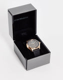 Emporio Armani Meccanico Black Dial Black Leather Watch For Men - AR60004 Authentic Buy Shop Now