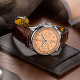 Breitling Premier B01 Chronograph 42 Beige Dial Brown Leather Strap Watch for Men - AB0145331K1P1 Authentic Buy Shop Now