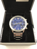 Emporio Armani Mario Chronograph Blue Dial Silver Steel Strap Watch For Men - AR11306 Authentic Buy Shop Now