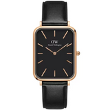 Daniel Wellington Quadro Black Dial Black Leather Strap Watch For Women - DW00100449 Authentic Buy Shop Now