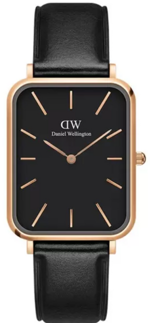 Daniel Wellington Quadro Black Dial Black Leather Strap Watch For Women - DW00100449 Authentic Buy Shop Now