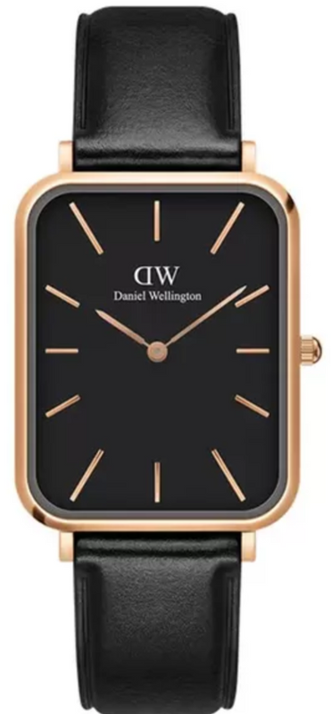 Daniel Wellington Quadro Black Dial Black Leather Strap Watch For Women - DW00100449 Authentic Buy Shop Now