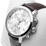 Tissot PRC 200 Chronograph Silver Dial Brown Leather Strap Watch For Men - T055.417.16.037.00 Authentic Buy Shop Now