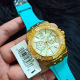 Guess Limelight Crystal White Dial Light Blue Rubber Strap Watch for Women - W1053L6 Authentic Buy Shop Now