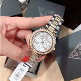 Guess Viva Diamonds Silver Dial Two Tone Steel Strap Watch for Women - W0111L5 Authentic Buy Shop Now