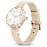 Swarovski Certa Crystals Silver Dial Beige Leather Strap Watch for Women - 5672968 Authentic Buy Shop Now