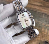 Emporio Armani Gianni T Bar Mother of Pearl Dial Two Tone Steel Strap Watch For Women - AR11146 Authentic Buy Shop Now