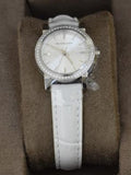 Burberry The City Diamonds Silver Dial White Leather Strap Watch for Women - BU9221 Authentic Buy Shop Now