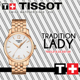 Tissot T Classic Tradition Lady White Dial Rose Gold Steel Strap Watch for Women - T063.210.33.037.00 Authentic Buy Shop Now