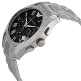Emporio Armani Valente Chronograph Black Dial Silver Stainless Steel Watch For Men - AR0673 Authentic Buy Shop Now