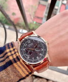 Citizen Eco Drive Multi Function Day & Date Black Dial Brown Leather Strap Watch For Men - AO9003-08E Authentic Buy Shop Now